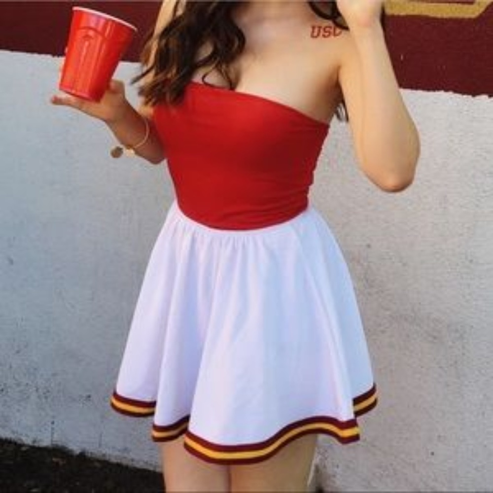USC white song girl skirt